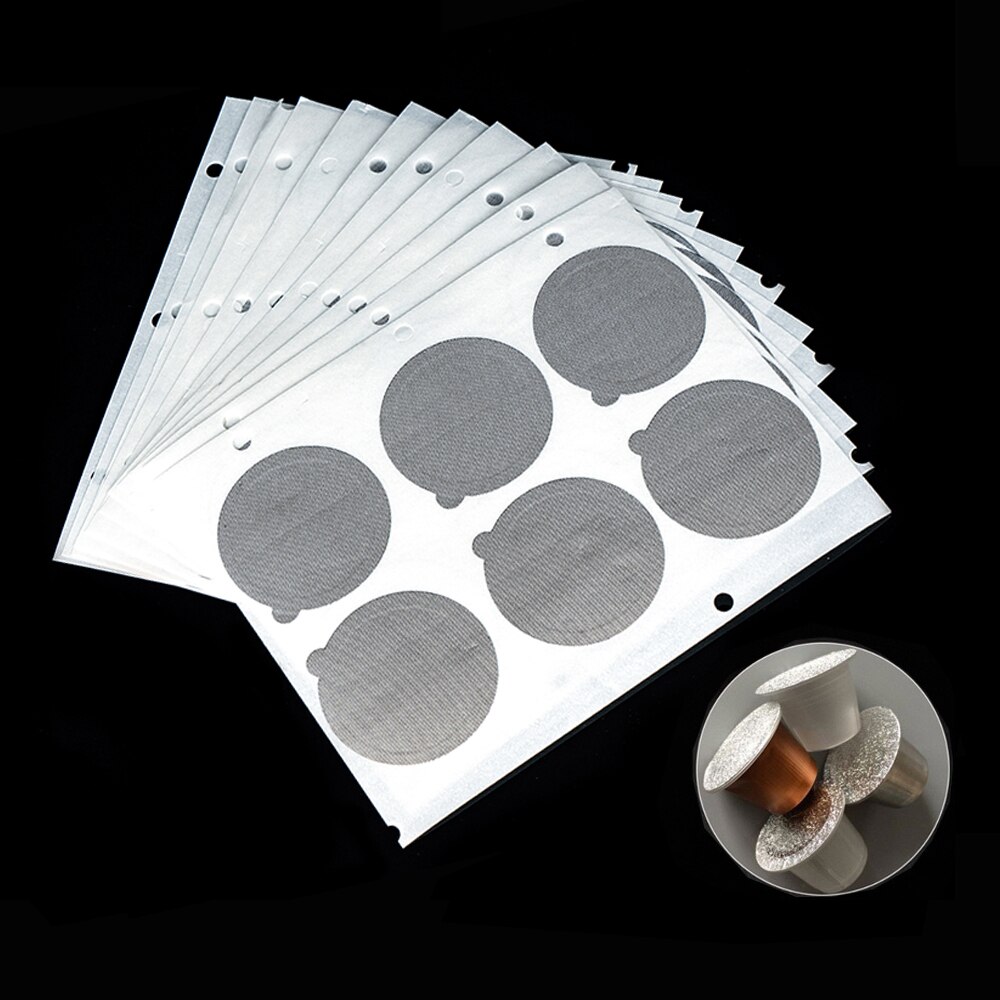 2000PC Nachfüllbar Nespresso Kaffee Kapsel Flim Aufkleber Nachfüllen Edelstahl Kapsel Selbst Klebstoff Aluminium Folie Brauer Deckel