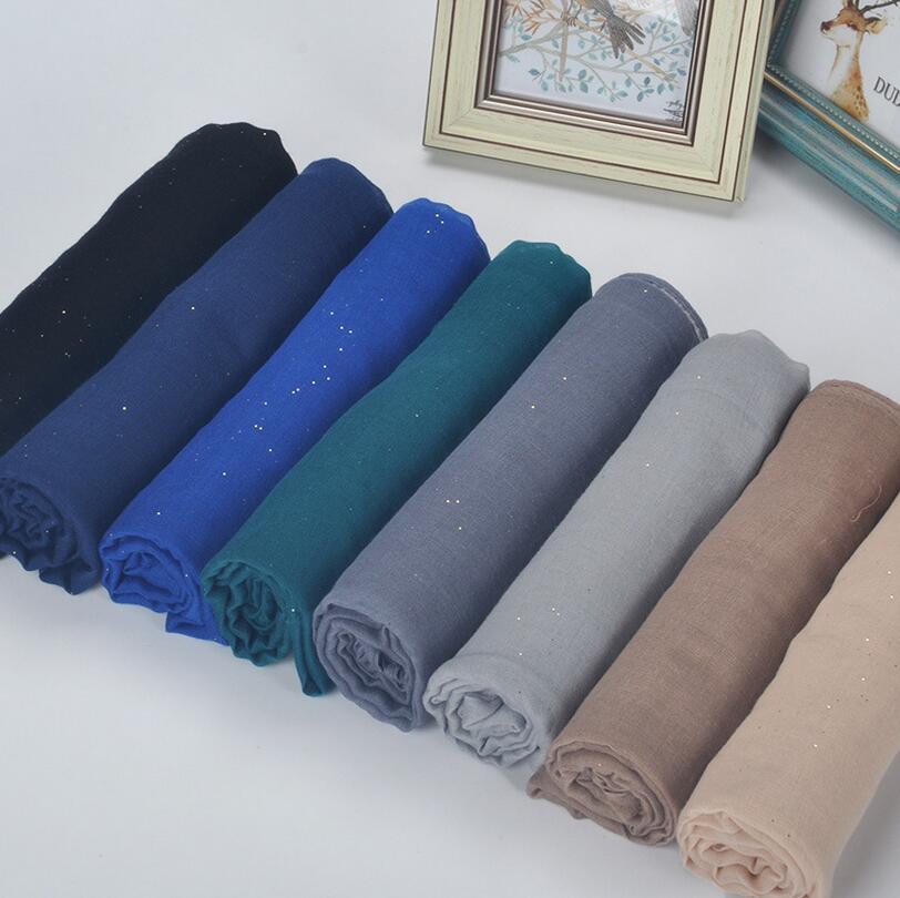 1 Pcs Plain Hijaabs Voor Vrouwen Viscose Solid Shawl Glitter Gouden Sjaal Moslim Hoofd Wrap Elegante Sjaals 20 Kleuren Plus size