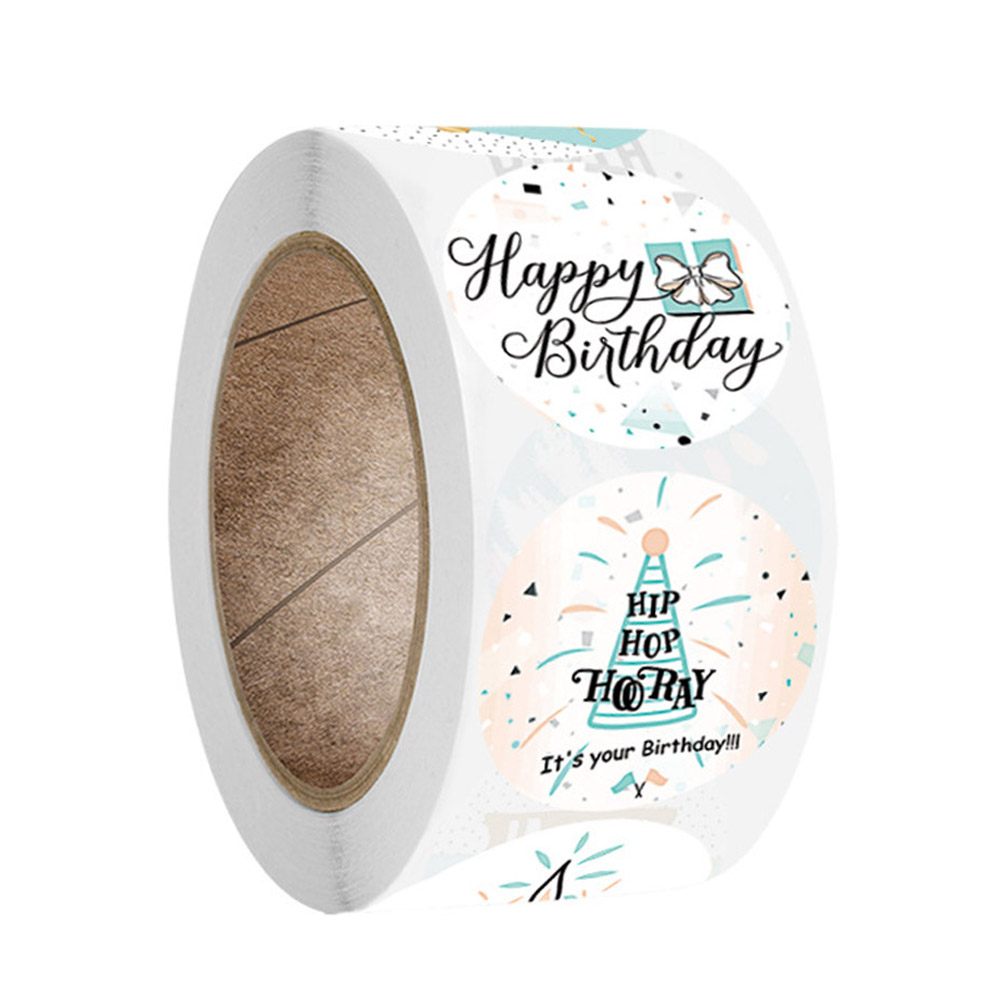 100-500pcs "Happy Birthday" Sticker Envelope Sealing Label Sticker Color Waterproof Sticker Party Party Sticker: Blue