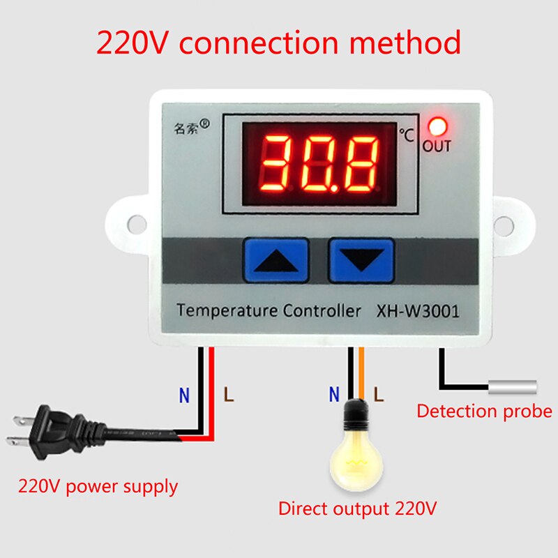 220V LED Digital Temperature Controller 10A Thermostat Control Switch Probe