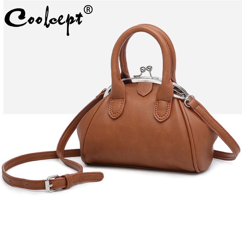 Coolcept Women Pu Leather Handbag Shell Wrist Bag For Women Metal Trap Shoulder Ladies Bag Casual Daily Bag