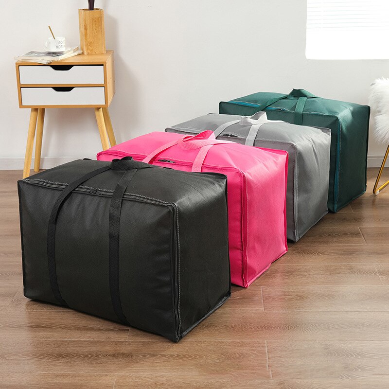 Moving Bag For Home Bedding 3 Sizes Solid Color Quilt Organizer Thicken Woven Handbag Wardrobe Clothes Foldable Storage Bags