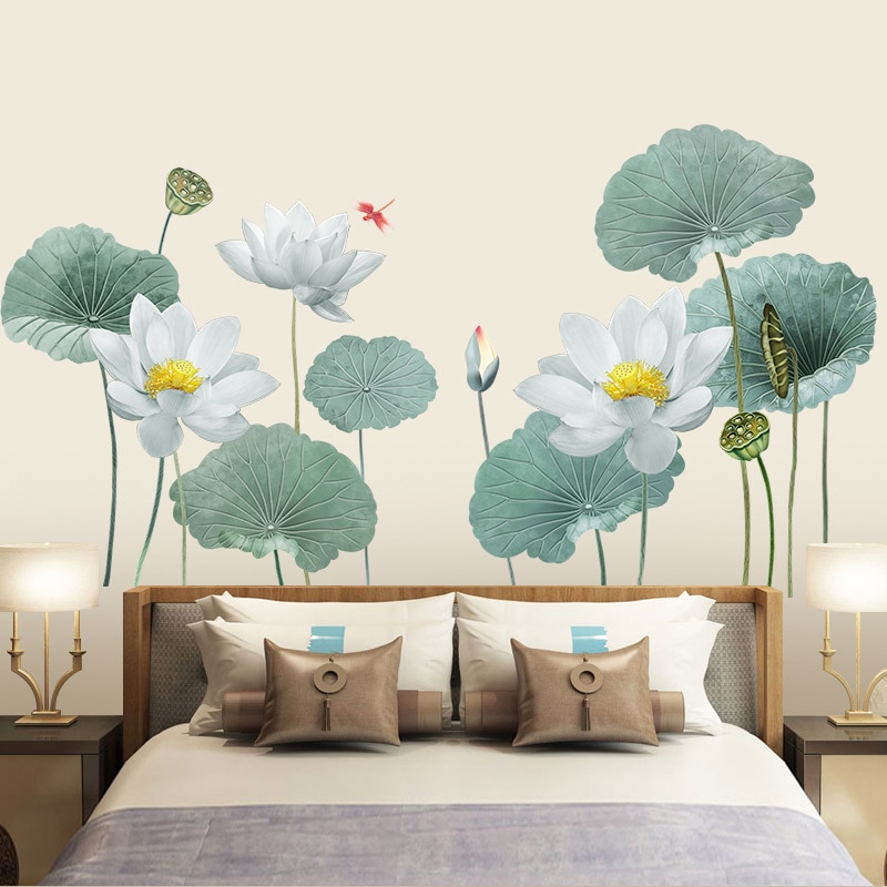 DIY Giant Lotus Flower Wall Art Stickers Living Ro... Grandado