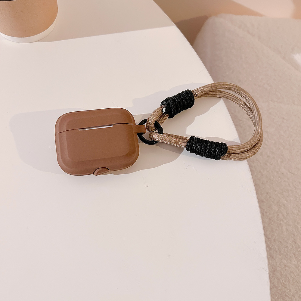 Funda para auriculares con correa de cordón para AirPort Pro 2 2022 2a generación Air Pods 3 2 1 3.a generación accesorios de cubierta: S / Marrón