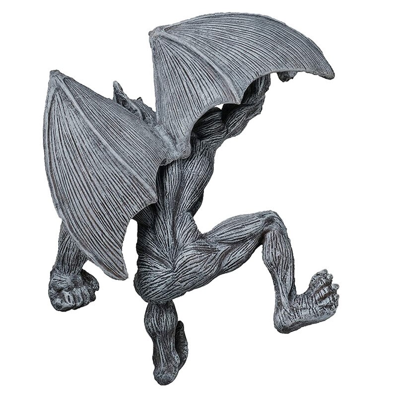 Horror Beest Hanger Standbeeld Voor Outdoor Muur Gemonteerde Resin Wing Devil Ornament Met Een Houding Klimmen Over De Muur JA55