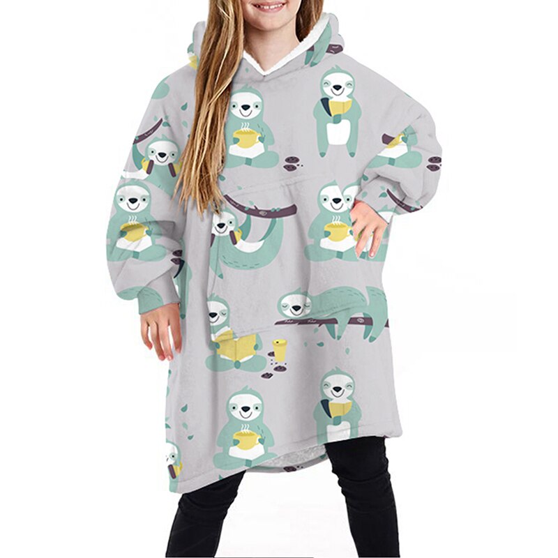 CYSINCOS enfants hiver TV poche à capuche couvertures enfants peignoir canapé confortable couverture sweat en peluche couvertures outwear: 09