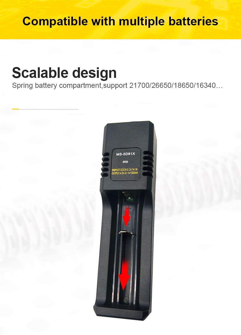 Voxlink 18650 batterilader usb 2.0 smart frakt 26650 21700 14500 26500 22650 26700 li- ion oppladbar batterilader