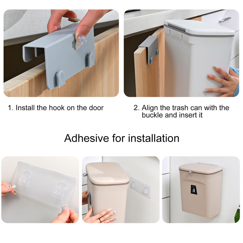 9L gabinete de pared para la cocina cubo basura colgar con tapa deslizante cocina colgador para puerta de armario de basura grande caja de almacenamiento