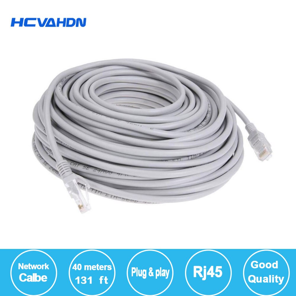 1pcs 40M 131ft cat5 Ethernet Network Cable RJ45 Patch Outdoor Waterproof LAN Cable Wires For CCTV POE IP Camera System
