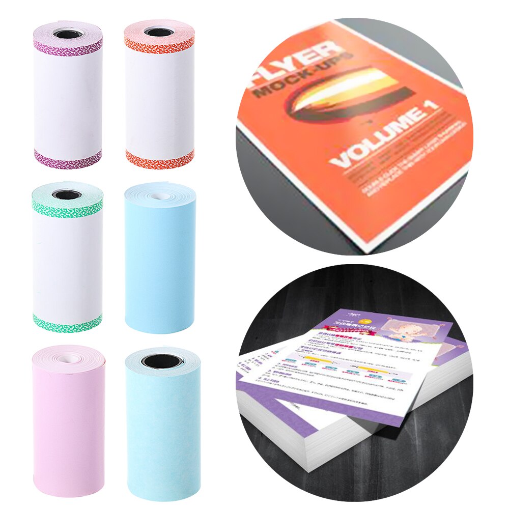 1 Roll Colorful Printer Sticker Non-adhesive Thermal Paper Direct Thermal Paper P1/P2 57*30mm For PAPERANG/ PeriPage Printer