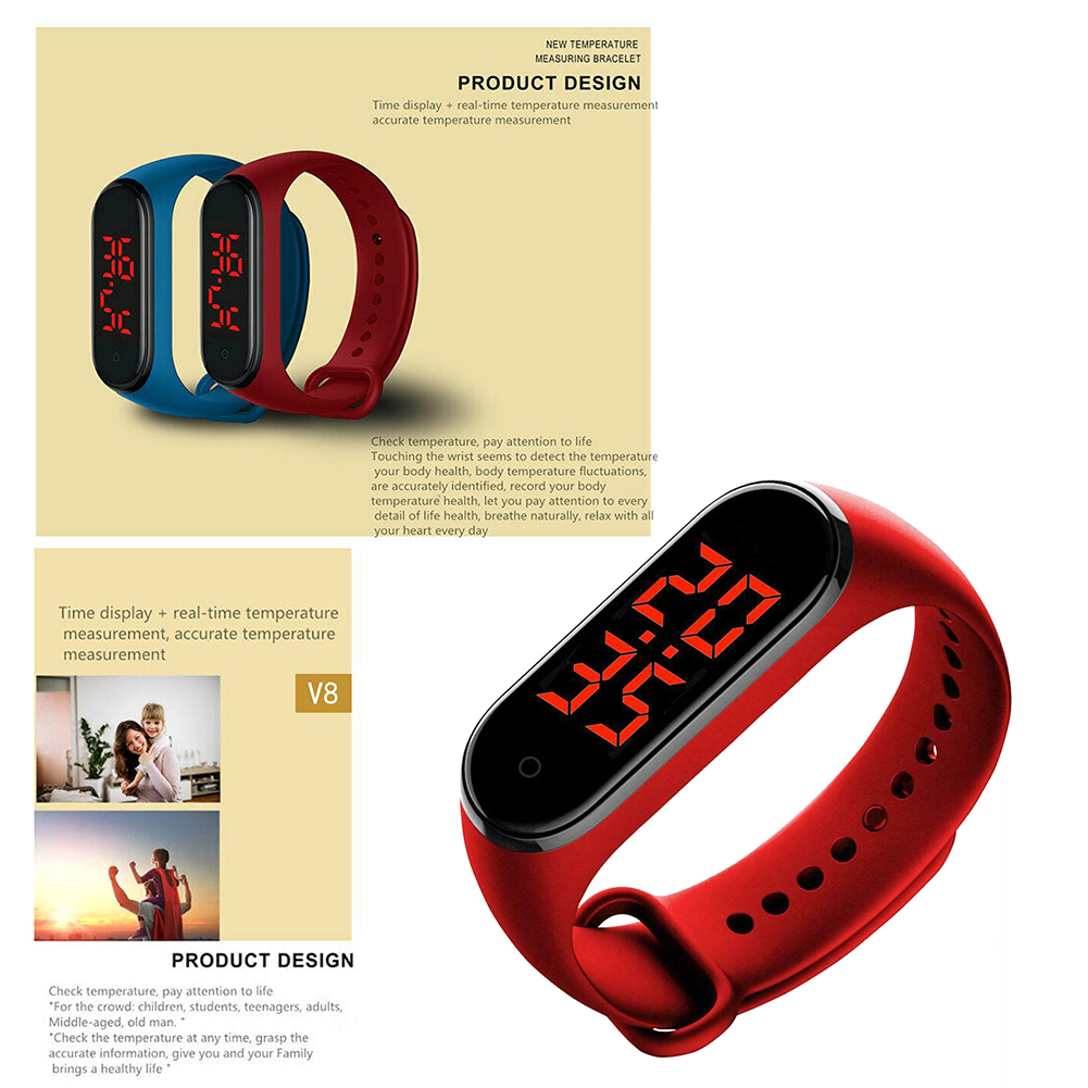 Body Temperature Smart Wrist Band Durable Practical Multi-functional Classic Bracelet with LED Display 90 Days Standby Time