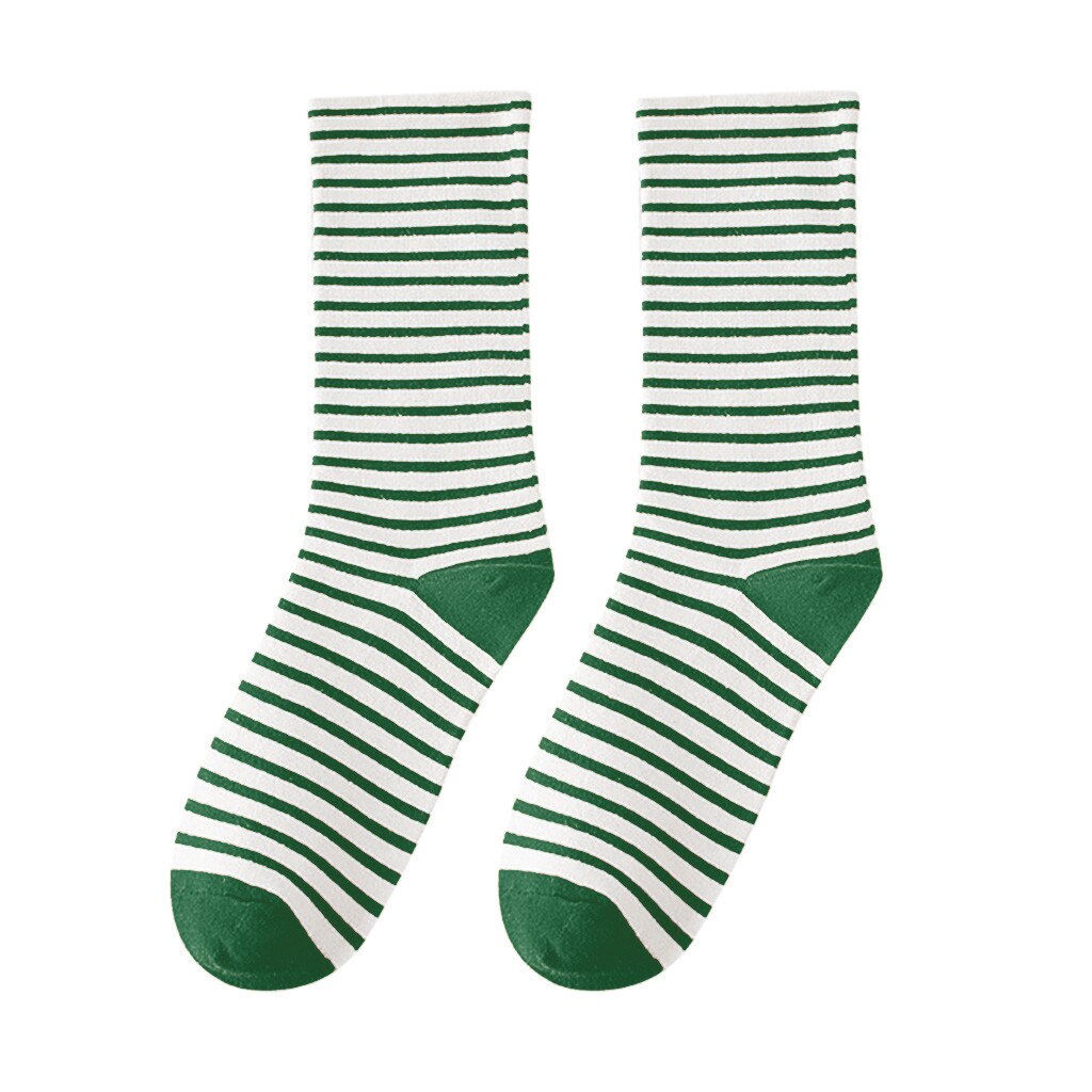 CHAMSGEND women's Japanese women's socks striped pile socks cotton breathable socks casual comfort cotton socks: green