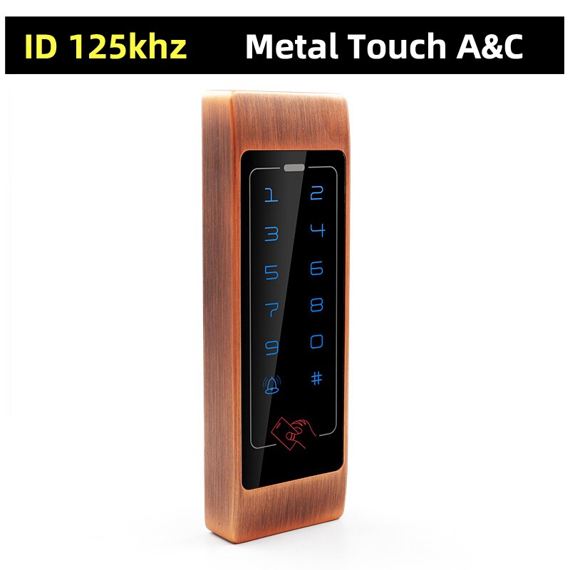 Metal Touch Access Control System RFID Keypad Electric Door Lock Magnetic Controller ID 125khz IC 13.56mhz: Red ID narrow