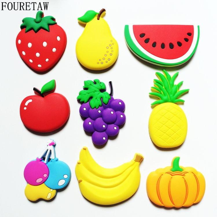 Autocollant magnétique dessin animé enfants, Kawaii, Fruits, banane, fraise, pastèque, pomme, poire, aimants Souvenir, pour réfrigérateur, 1 pièce, TZ02