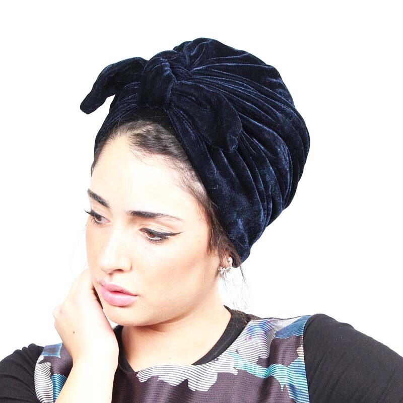 Foulard de tête en velours pour femmes, turban, prêt à porter, intérieur, casquette, musulman, inde,