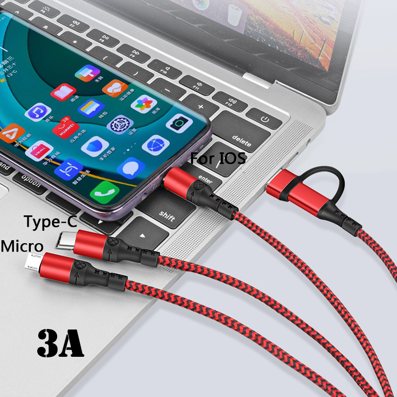 Cavo di ricarica Usb 5 in 1 doppio scudo ricarica Super veloce per iPhone 13 Pro Max 12 Pro 11 Xs Xr 8 7 6 cavo di sincronizzazione Multi dati