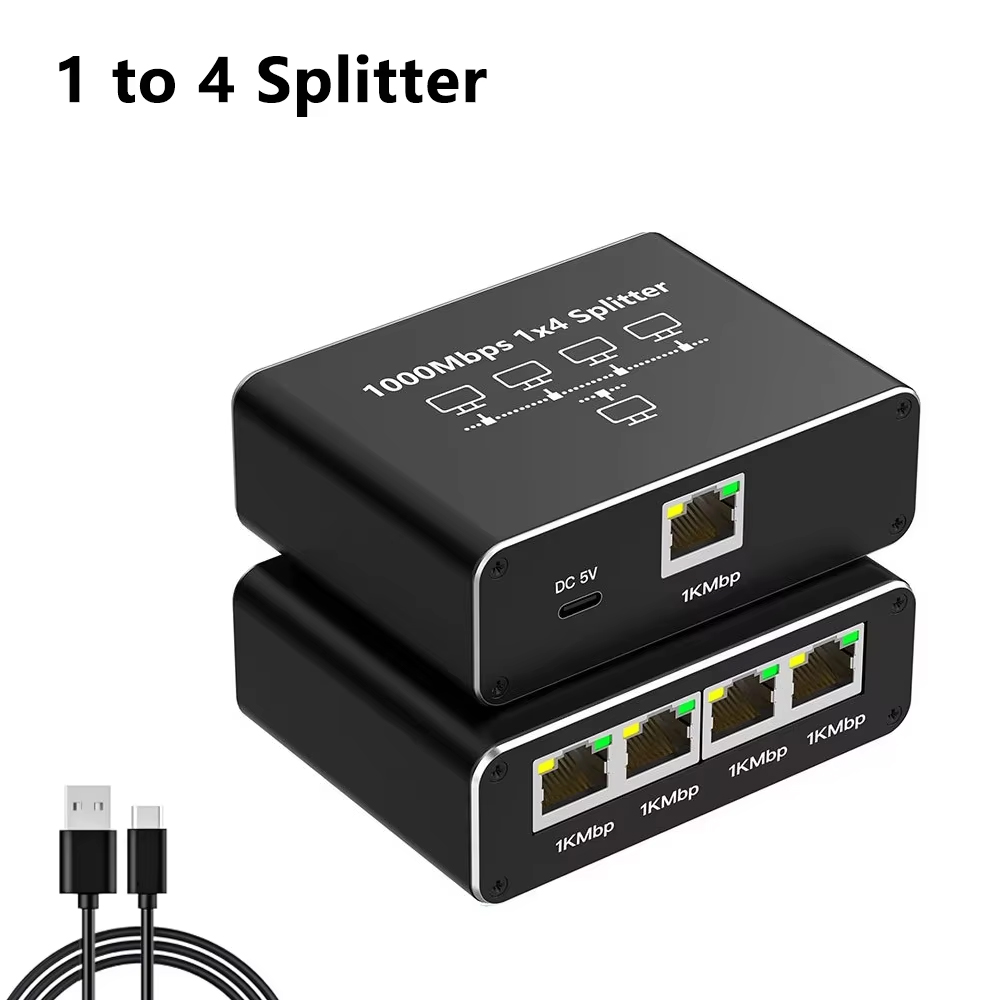 Kebidumei Gigabit Ethernet Splitter 1 a 2/3/4, 1000Mbps RJ45 LAN Internet Splitter para Hub/Switch/Router/Set-Top Box/TV Digital: BRANCO