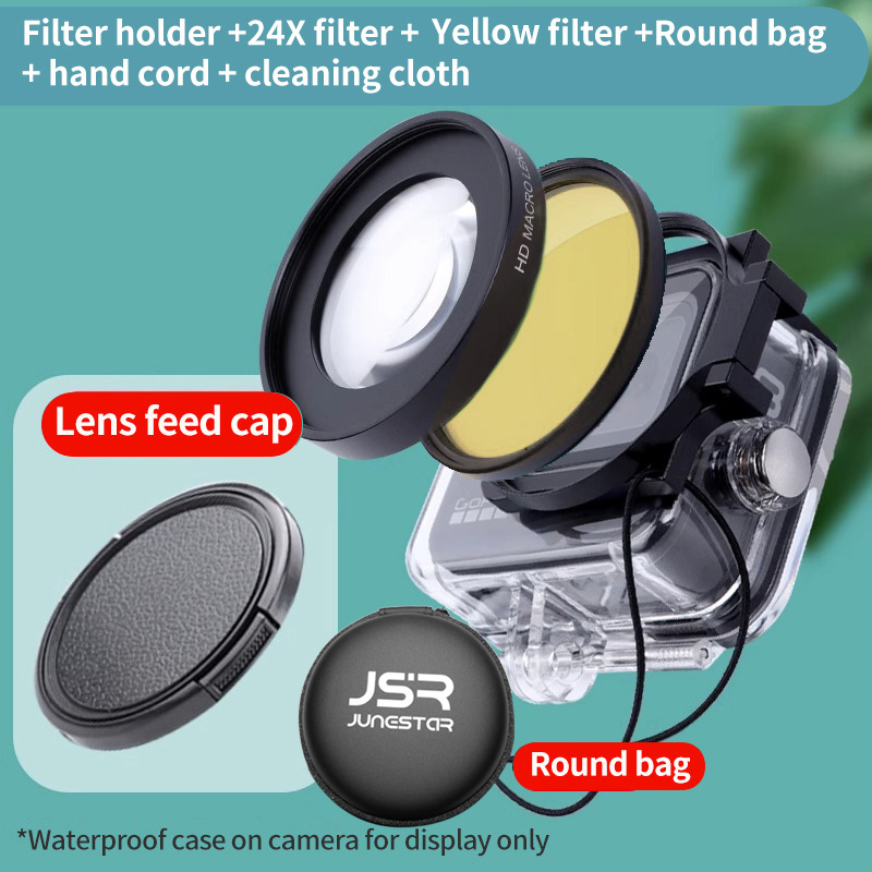 Geschikt voor gopro13/12/11/10/9/8 duikfilters 16X miniatuur biologische vergrootglas waterdichte behuizing beugel: Grad Geel