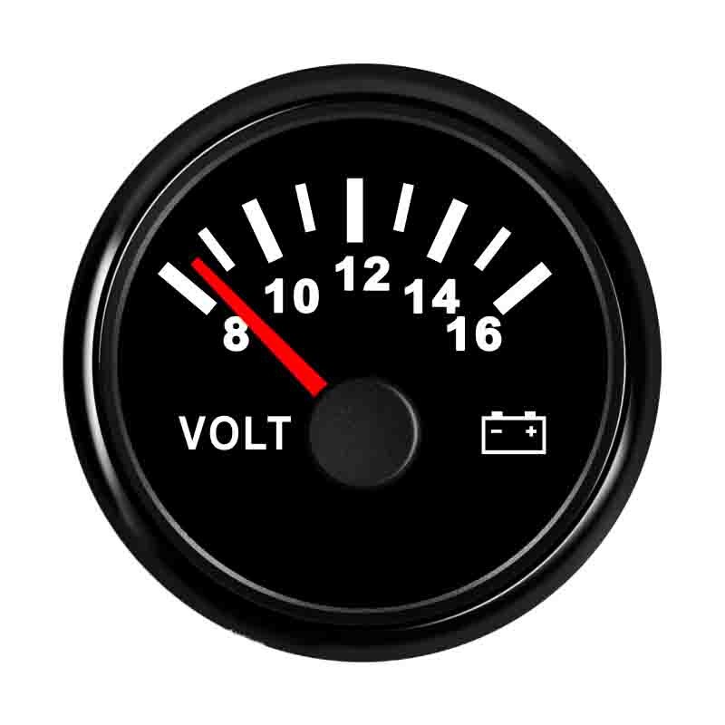 Universell marin båt bil voltmeter mätare 9 ~ 32 v arbetsspänning 52 mm vattentät spänningsindikator med röd bakgrundsbelysning: Svart 816v