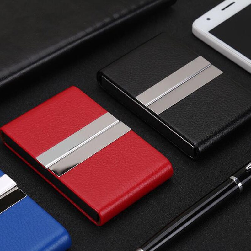 PU Leather Business Card Holder For Man Aluminum Bank Credit Card Case Protection RFID Blocking Organizer
