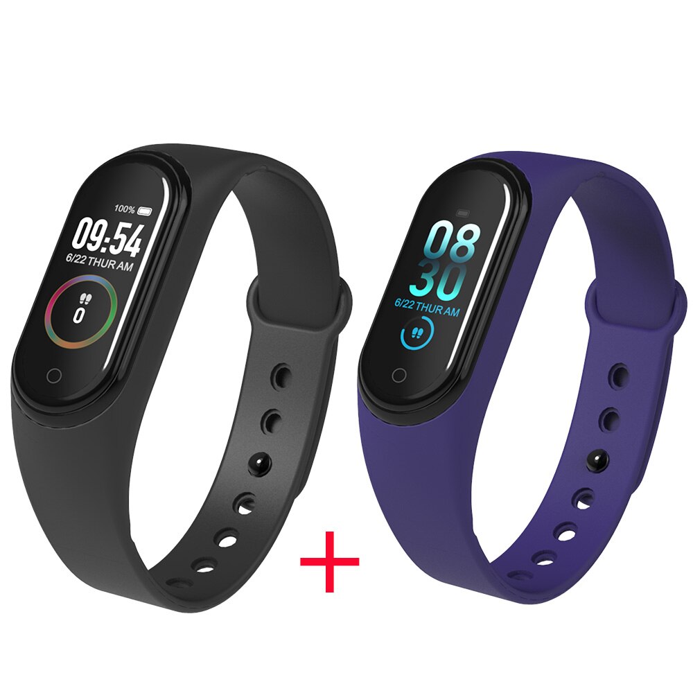 M4 smart band 4 fitness armbånd sport smart ur puls blodtryk armbånd smartwatch til xiaomi som mi band 4: Sortblå