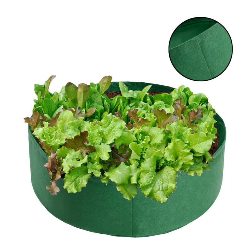 Round Plant Bed Garden Flower Planter Elevated Breathable Felt Fabric Vegetable Box Nursery Production Planting Grow Bag: GREEN