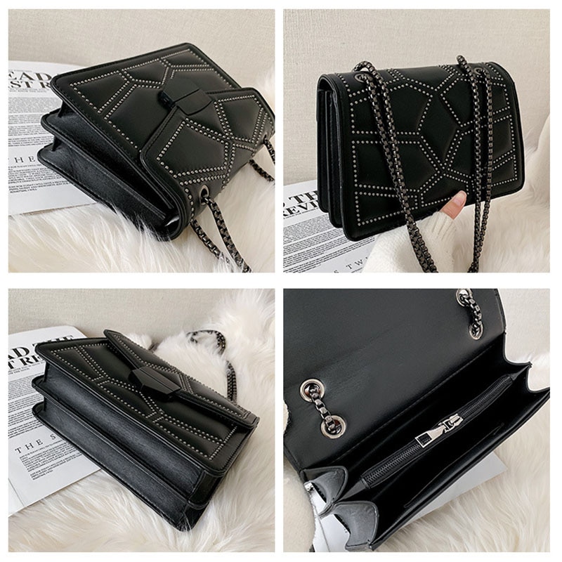 Diomo damestassen kleine schoudertas vierkante klinknagel casual crossbody tassen voor dames portemonnees en handtassen