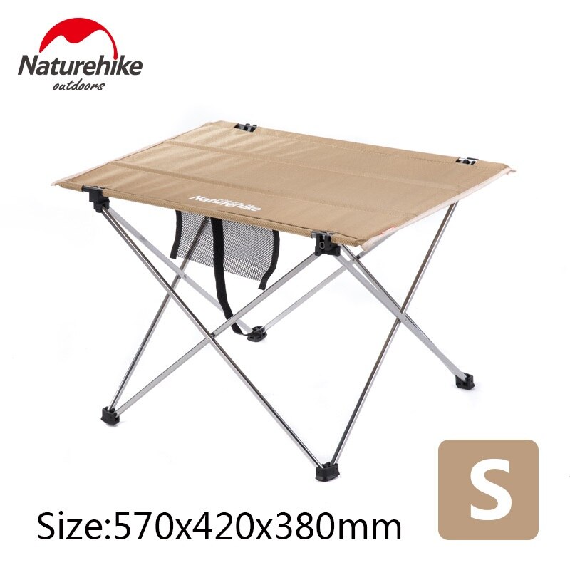 Naturehike Outdoor Camping Hiking ultralight folding table Travel Wild Dining Picnic table Thicken Oxford Folding table: Khaki S