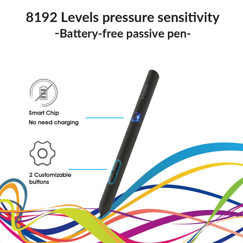 VEIKK – tablette graphique S640 pour dessin Digital, Ultra fine, 6x4 pouces, avec stylet sans batterie