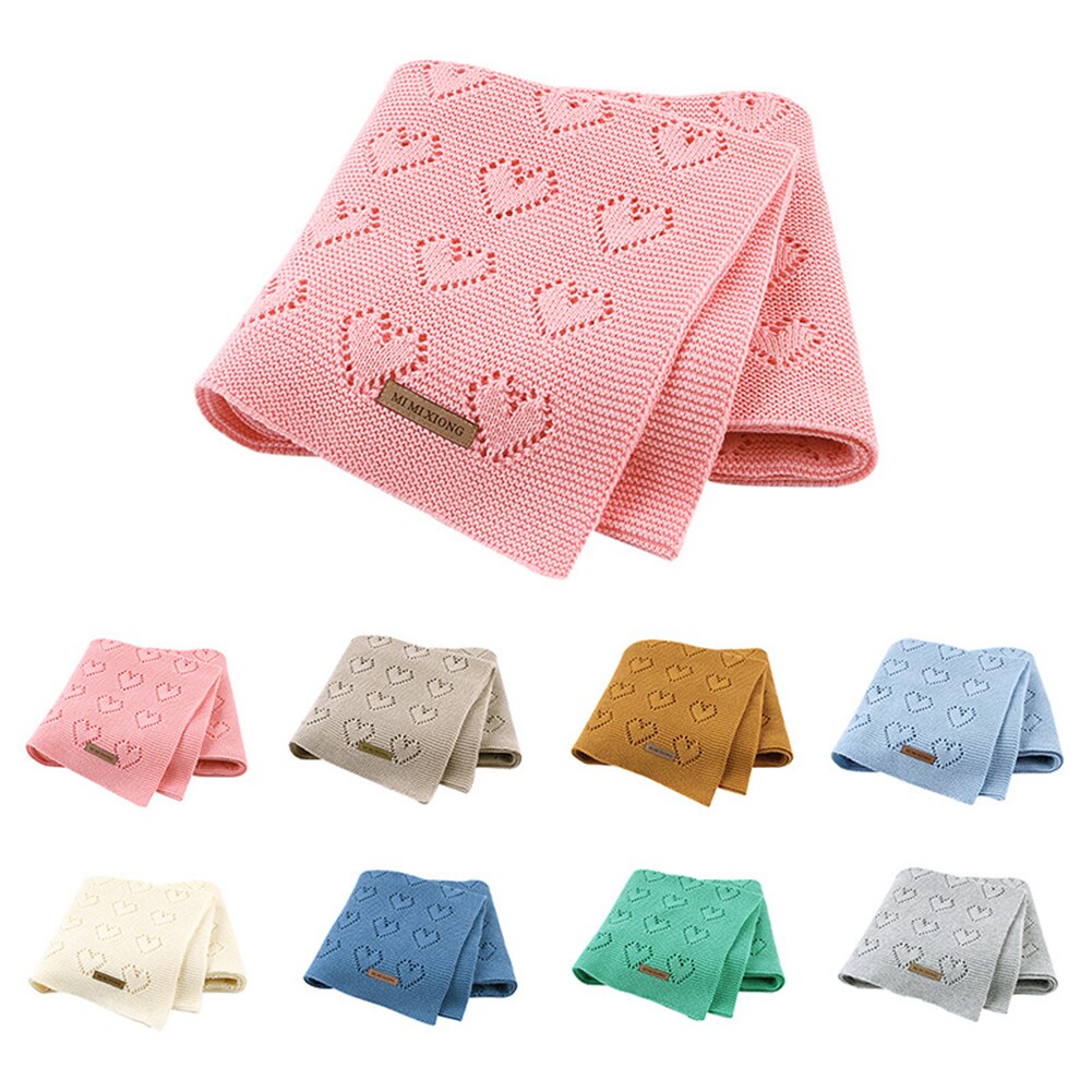 100x80cm Newborn Baby Blankets Summer love knitted Solid Color Baby Bedding Quilt Swaddle Sleeping Wrap Cover Blanket