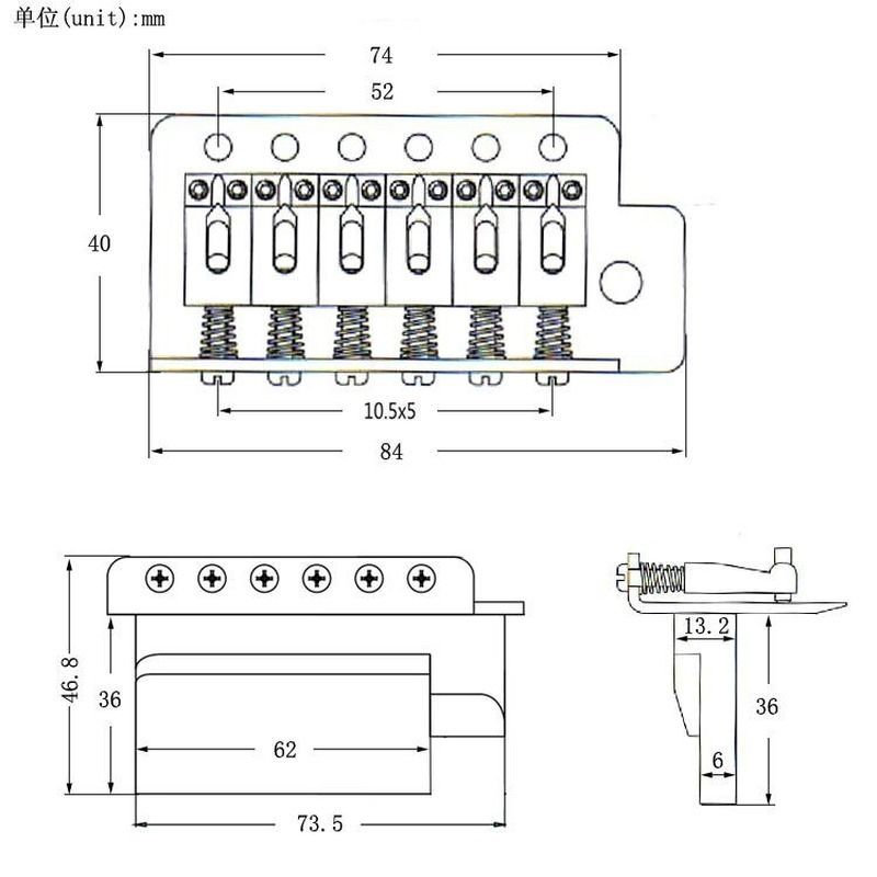 6-saitige Gitarrenbrücke, Sattel-Saitenhalter für Gitarre, Strat SQ ST, E-Gitarre, Tremolo-Brücke, Standard-Gitarrenzubehör