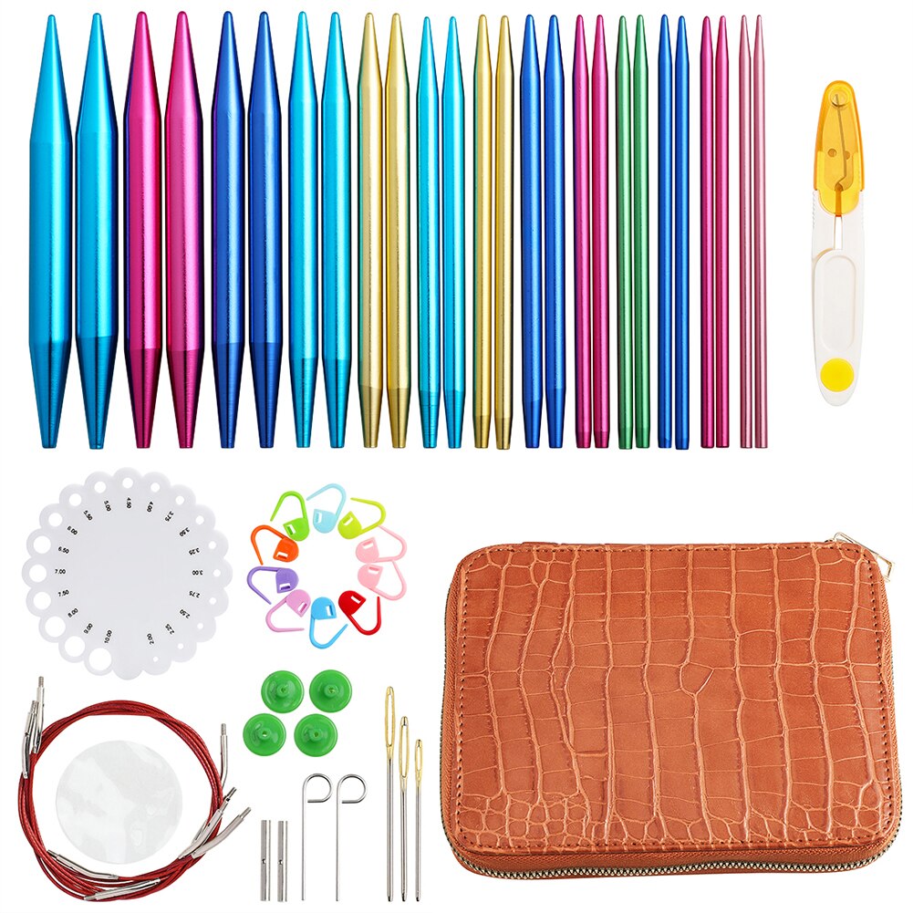 Circular Knitting Needles Set Interchangeable Crochet Needles CircularCircular Sweater Kit for Crochet Patterns Weaving Craft: C