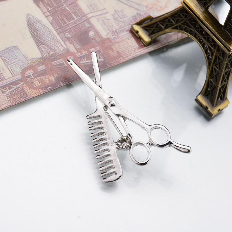 trend mode accessoires kapper schaar broche broche herenkleding en accessoires Harajuku: Silver