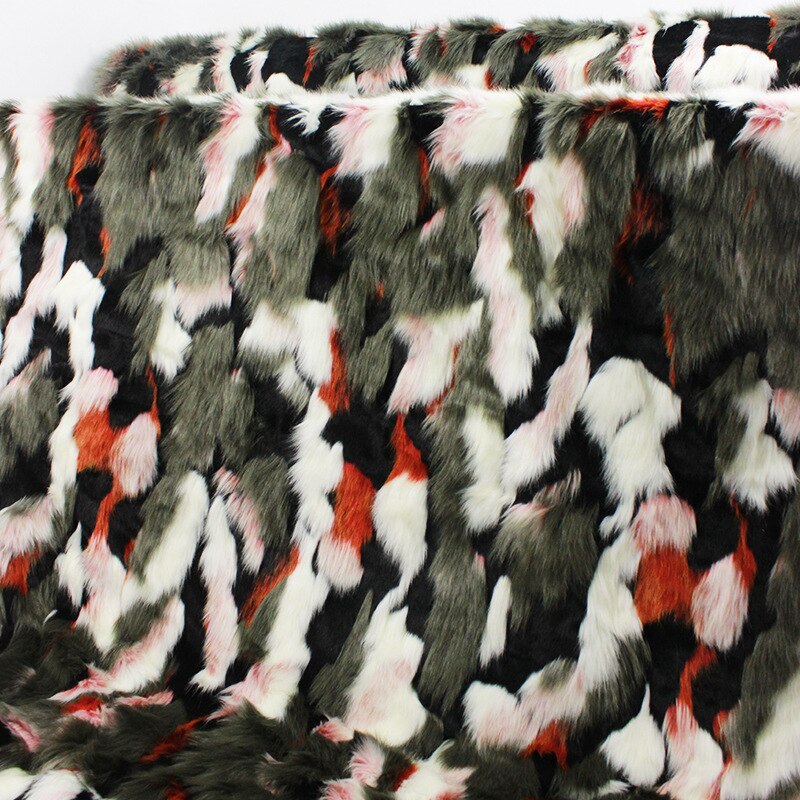 160*100cm farverige jacquard foer fluffy fourrure kunstig plys imiteret pels stof til frakke etui vest fausse fourrure tissu