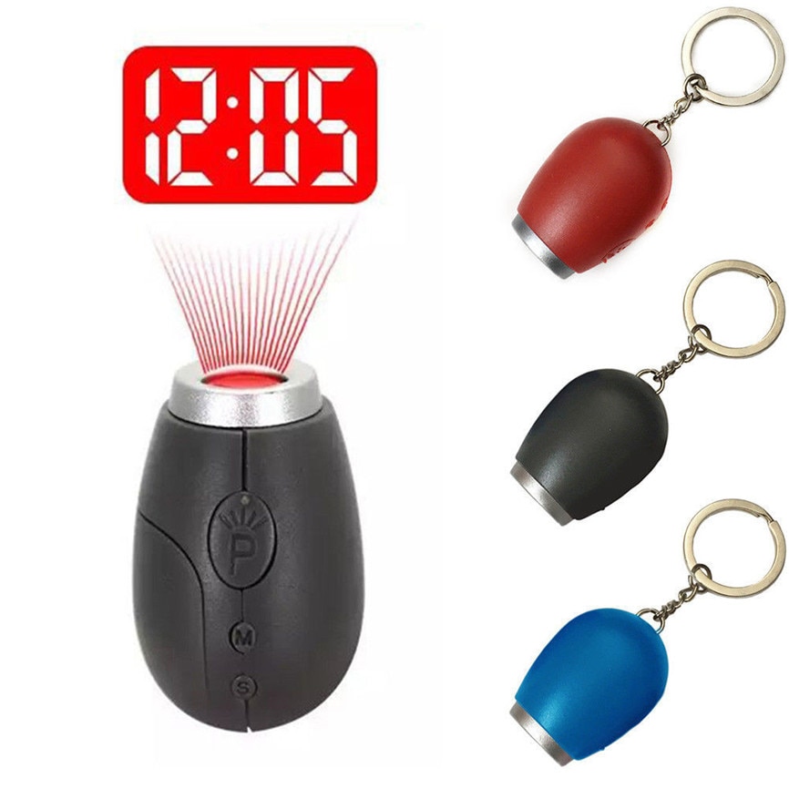 Horloge numérique à projection de l'heure, mini veilleuse led, projecteur, lampe de poche, porte-clés, petite horloge portable, 2.5*3*4cm octobre #3