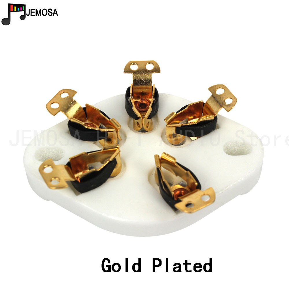 5PCS Ceramic Tube Socket 5Pins Electron Tube Seat For 807 FU-7 FD422 Vacuum Tube: GZC5-1-G Gold Plated