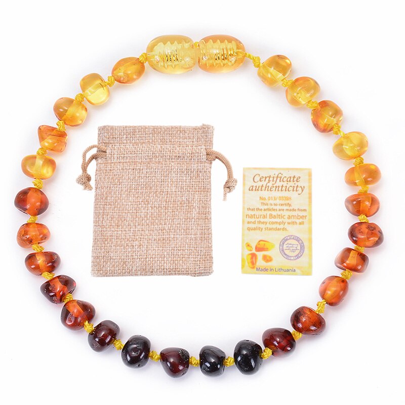 Amberos de dentición báltica Natural para bebés y niños, pulsera de ámbar hecha a mano, Original, cuentas de ámbar irregulares, de joyería: rainbow / 20cm