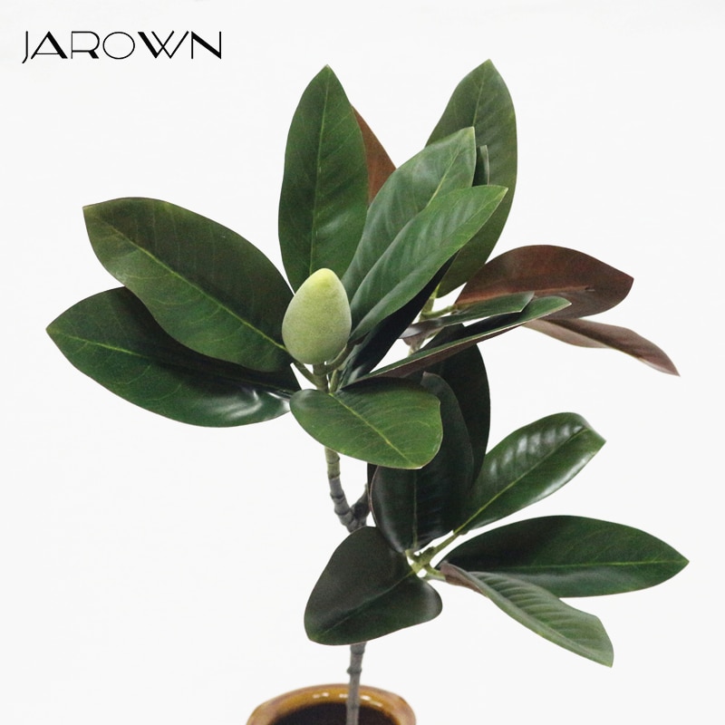 JAROWN Simulatie Real Touch Magnolia Leaf Kunstmatige 3 Tak Magnolia Bloem Plant Wedding Decor Home Hotel Decoraties