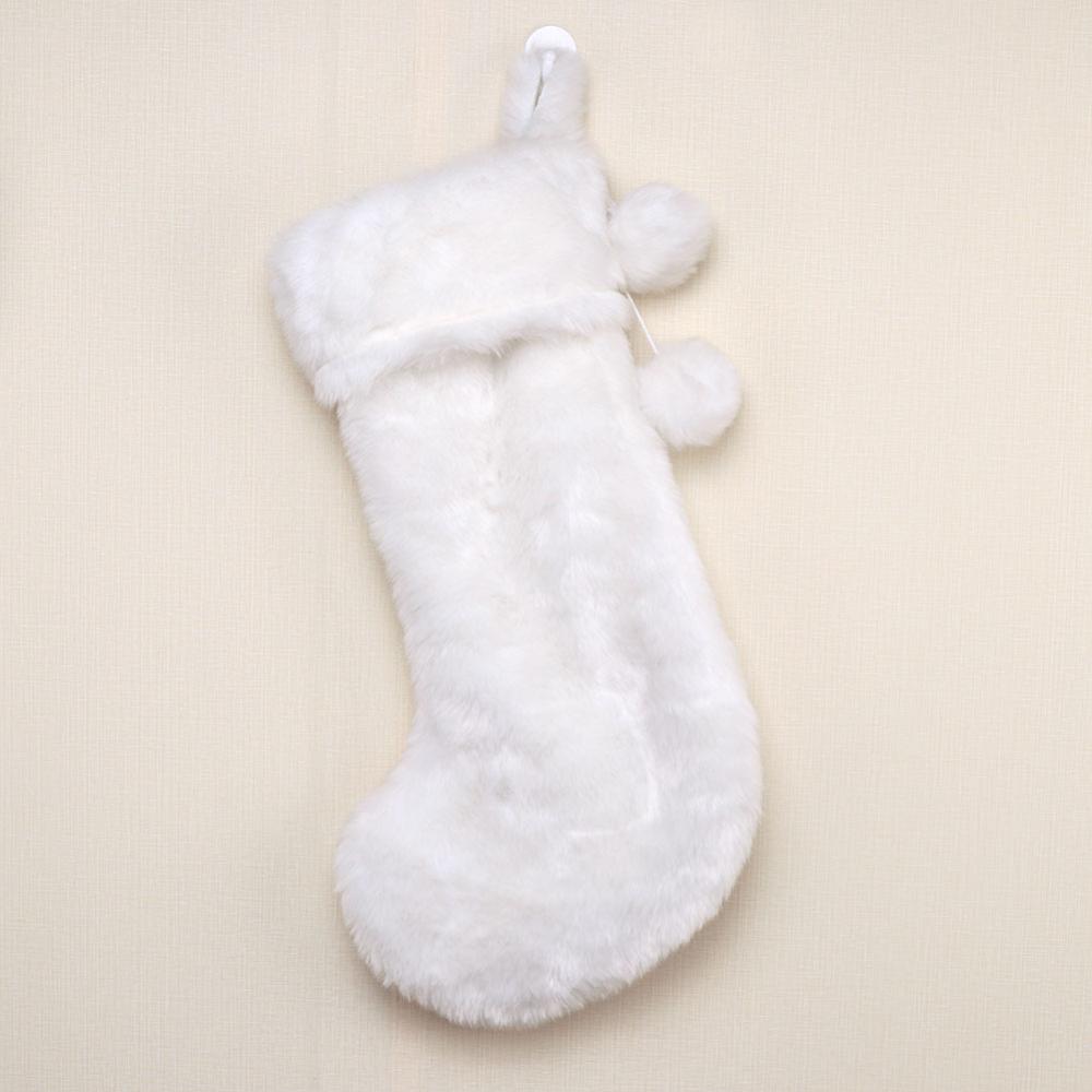 Onze warme grote kerst witte nepbont kerstsokken witte kerstsok jaar kerstmis: Wit