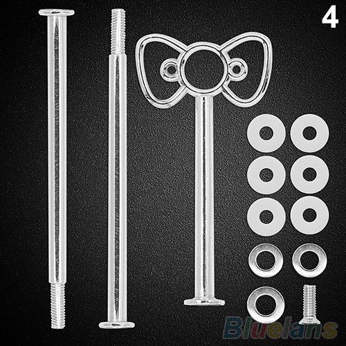 Multi-Stijl 2 Of 3 Tier Plaat Handvat Fitting Hardware Staaf Tool Taart Plaat Stand Verjaardagsfeestje Baby Shower bruiloft Kirsite: Silver Flower