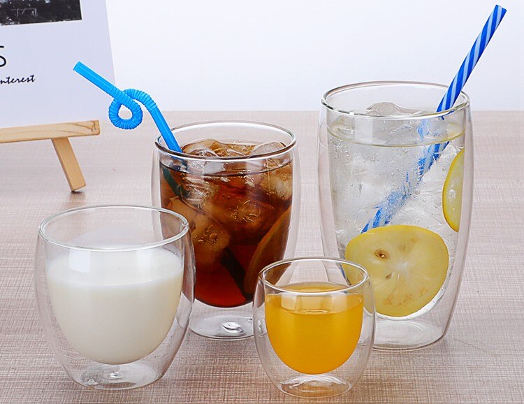 1 st dubbelväggigt glas kaffe te kopp juice muggar mjölk café kopp värmebeständig öl cocktail glas kopp