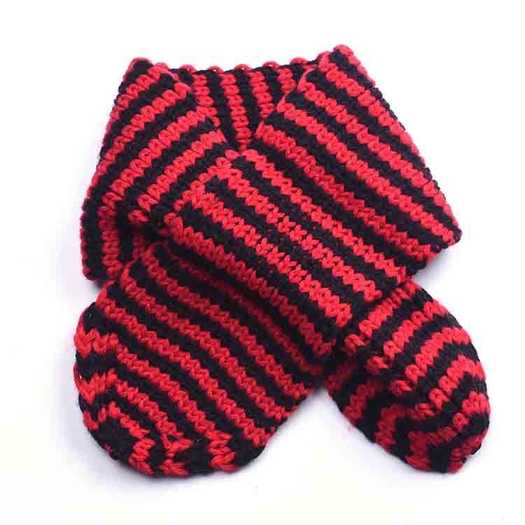 Lente herfst winter gebreide wol kinderen cross sjaal strepen warm unisex jongens meisjes baby kraag hals sjaals: black red