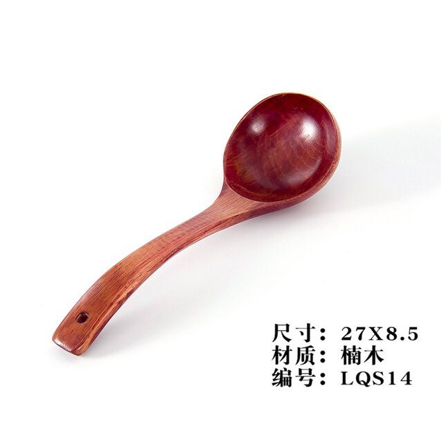 Japanese wooden spoon long handle soup spoon household porridge spoon large soup spoon: 3