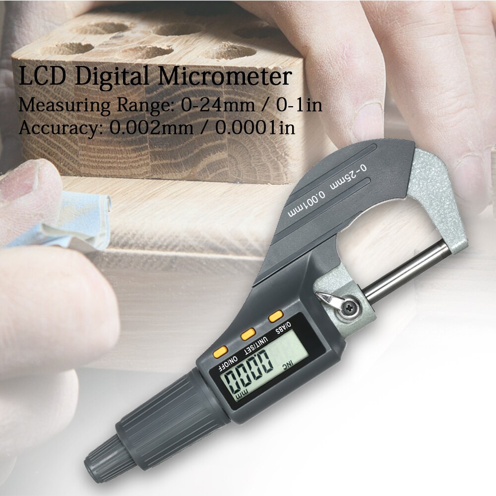 0-25mm digitaalista mikrometriä, elektroninen digitaalinen ulkomikrometri, 0.001mm erittäin tarkkaa syvyysmikrometriä, mikropaksuusmittari