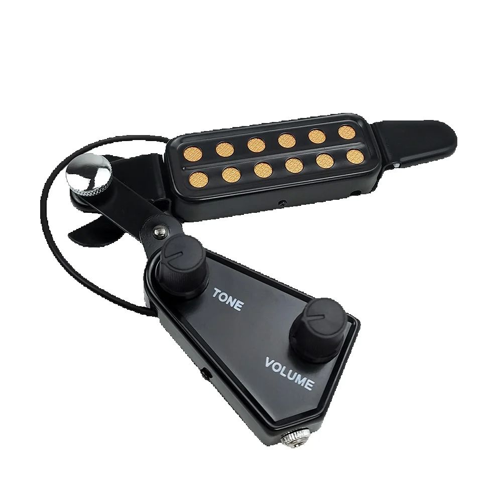 12-See-Tonabnehmer für Akustikgitarre, Schallloch-Tonabnehmer, magnetischer Wandler mit Ton-Volumen-Regler, Audiokabel