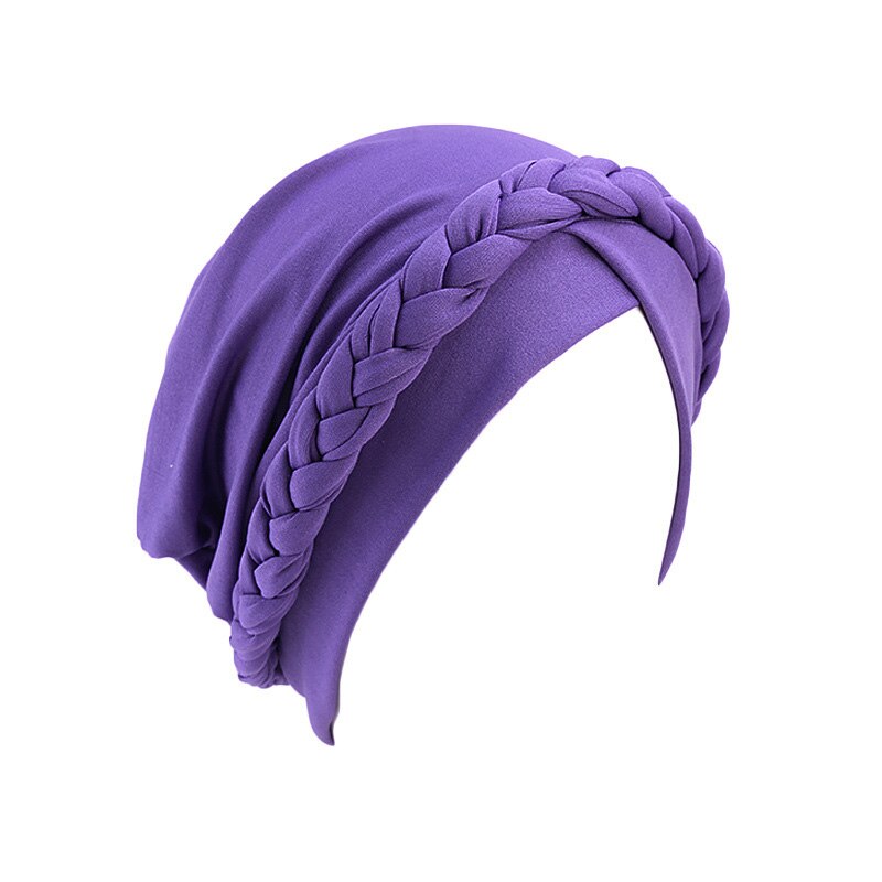 Gorros de estilo Retro para mujer, gorros con trenza India, para quimio musulmana, cáncer, cobertura completa, turbante para pérdida de pelo, envoltura para mujer: 7