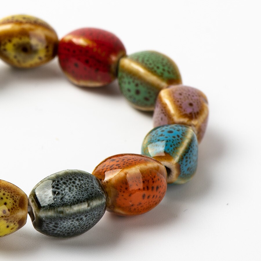 Colorful Unique Ceramic beads bracelets hand made DIY Artware Retro bracelet Jewelery #FY365