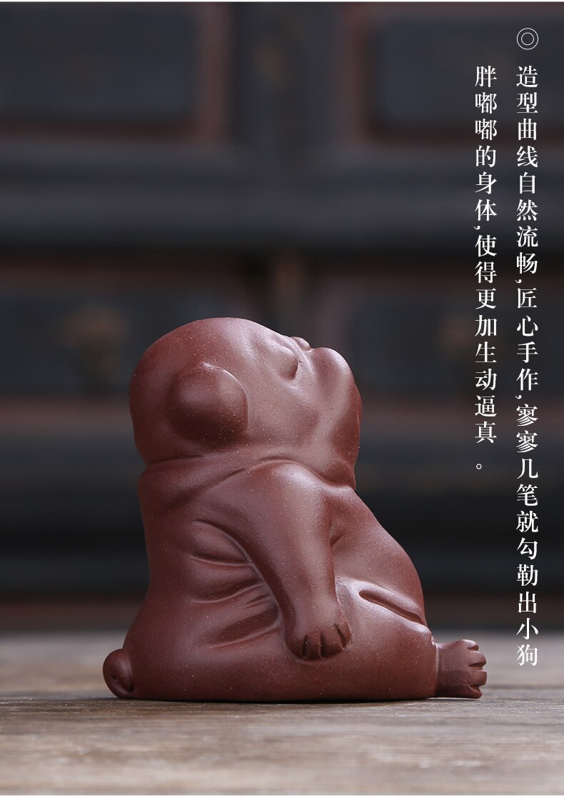 Ceramic Animal Figurines Purple Clay Tea Pet Cute Kung Fu Small Angry Cat Crafts Home Car Decoration Ornaments