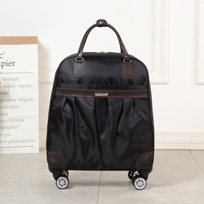 Women Trolley Luggage Rolling Suitcase Brand Casual Stripes Rolling Case Travel Bag on Wheels Luggage Suitcase: black