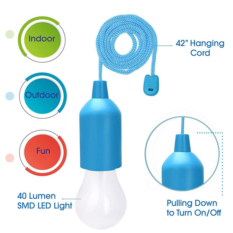 Lámpara colgante LED de colores, iluminación Retro Para el hogar, con cordón portátil, para tienda de campaña, luz blanca